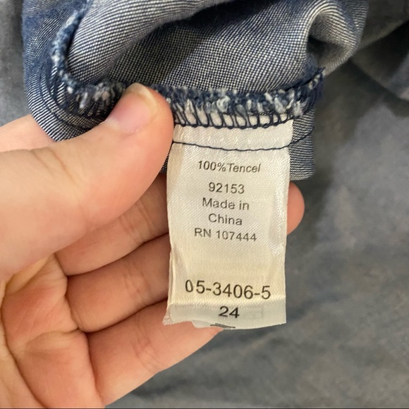 Jessica London Blue Vintage Boho Y2K V-Neck Chambray Fit & Flare Dress - Picture 8 of 10